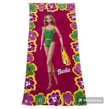 Barbie -  Beach Bath Towel Pink Flowers Swimming Soft 100% Cotton 146cm x 70cm