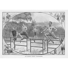 The Amateur Athletics Championships, Hurdles Final - Antique Print 1892