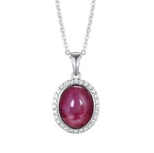 Solid 950 Platinum Ladies 7.16 Carat Star Ruby and Diamond Pendant and Necklace