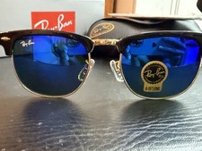 Ray-Ban RB3016 Sunglasses Dark Blue Lens, Tortoise Frame Clubmasters -New