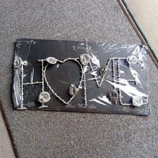 Shabby Chic 'Home' Off White Rose Metal Wall Hanging 50cm X 20cm