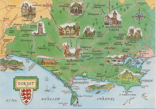 Dorset map postcard - (ch14),
