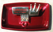 Vtg Budweiser King of Beers Silver and Red Metal Ashtray Tobacco Accessories