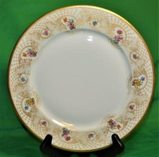 Antique William GUERIN LIMOGES France Encrusted Gold FLORAL 11"d Dinner Plate