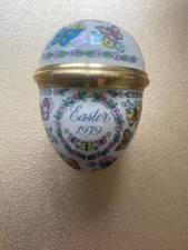 Halcyon Days Enamel Easter Egg 1979 Spring FlowersTheme, inc stand.