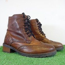 BARBOUR Boots Size 5 Men's Brown Leather Cowboy Side Zip Lace Up Vintage Shoes