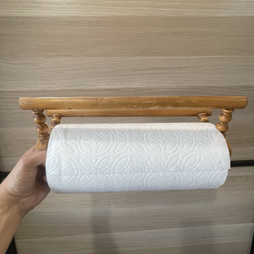 Vtg wooden paper towel - wooden,