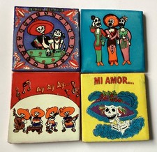 hand-painted Mexican Talavera tiles, often associated with the Day of the Dead 