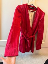 Zara Textured Red Wrap Blazer