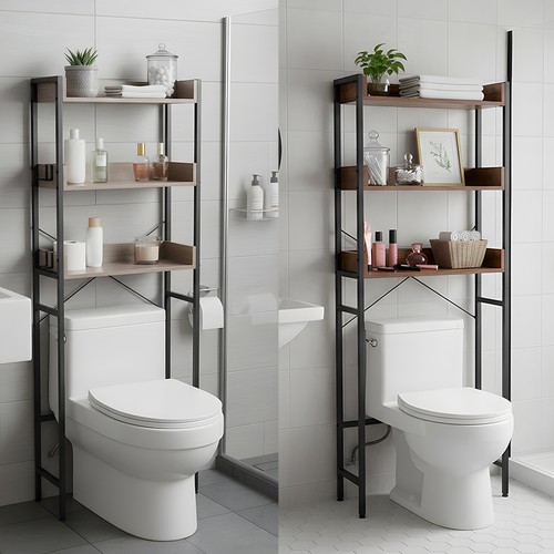 Brown over toilet tier - toilet, 3-tier