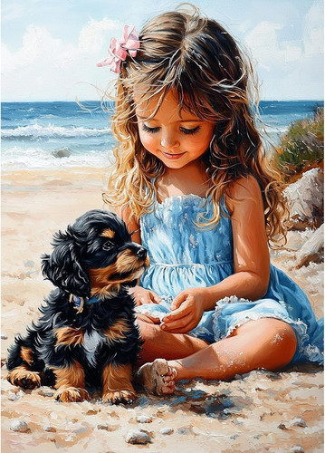 Girl and puppy diamond - and,