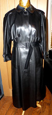 rare English SBR Shiny black rubber Mackintosh raincoat UK 14 with belt