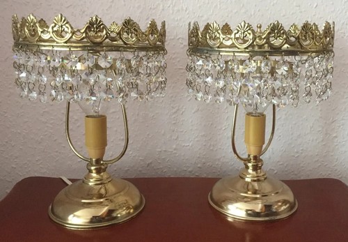 Pair antique bedside - pair, lamps