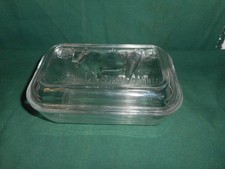 vintage glass butter dish with cow