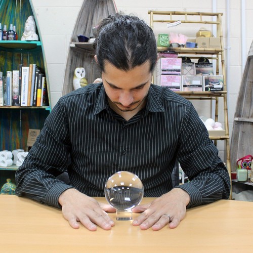Crystal ball stand 100mm - crystal, on