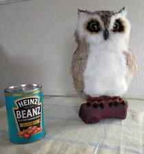Rabbit Fur Owl Figure large Home Decor Folk Art ornament taxidermy 27 cms