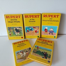 Bundle Of 5 Rupert Little Bear Library Books Vintage Yellow Hardback Books