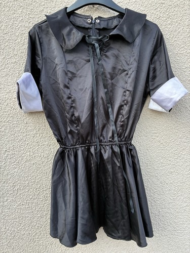 Black silky satin maids - black, outfit