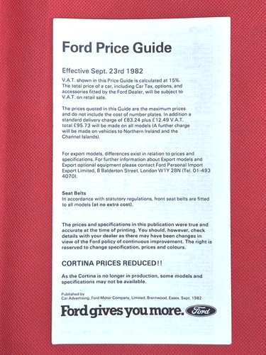 1982 ford price guide capri - price,