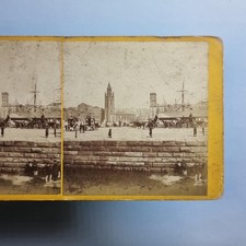 Liverpool Merseyside Stereoview C1870 Real Photo Pier Head Horse Drawn Vehicles