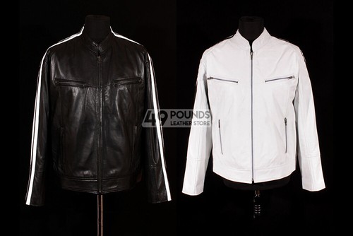 Men leather jacket biker - leather,