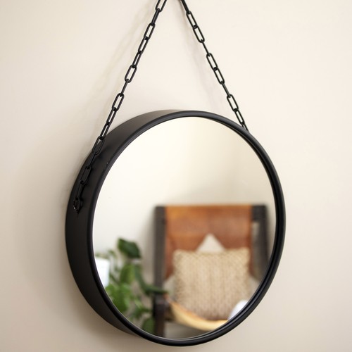 Black metal round - black, hanging
