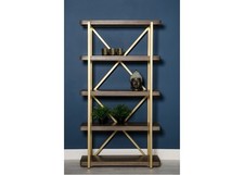 Elysee Bookshelf - Grey stained mango wood with gold tones