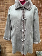Gabriella Vicenza Coat Size 16/18 Grey Faux Suede /Fur Lining Italian Designer