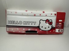 Sanrio Hello Kitty Pencil Case Box With Penicl Sharpener 2007 Rare Red & White 