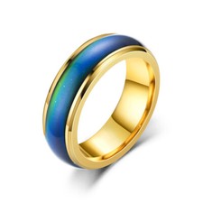 Colour Changing Mood Ring Stainless Steel Ring Mens Women Band 6mm Size 6-13