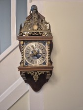 1982 Hermle 261-080B Dutch Atlas Wall Clock With Delft Tile Face. No Chains. Del