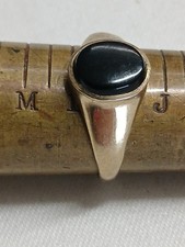 Lady's Vintage Gold Plated on Sterling Silver Signet Ring Size K With Onyx Stone