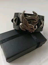 Men's Leather Bracelet Punk Gothic Biker Style Unisex Adjustable To Fit Size