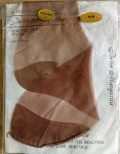 c1950 Sz11 Bell Margarita  Large Reinforced Heel Toe RHT Vintage Stockings TAN b