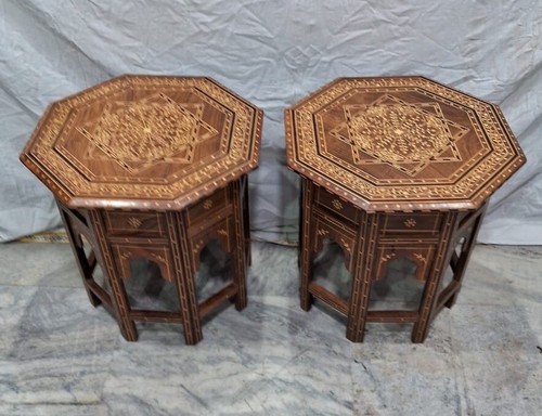 Pair indian inlaid folding - inlaid,