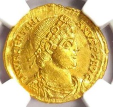 NGC MS 5/5 2/5 AD 364 - 375 Western Roman Empire Valentinian I AV Solidus gold