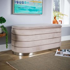 Velvet Grey Storage Ottoman
