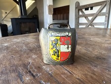 Vintage Brass Cow Bell Cattle Goat European Hand Painted Salzburg Design