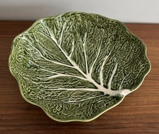 Vintage Majolica Cabbage Leaf Large Serving Bowl 30cm Diameter Green