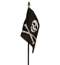 SKULL & AND CROSSBONES PIRATE SMALL HAND WAVING FLAG 6"X4" flags PIRATES