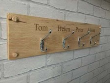 Personalised oak coat hook - personalised,