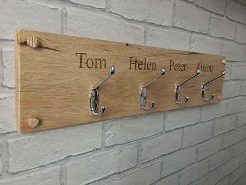 Personalised oak coat hook - personalised,