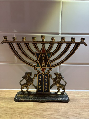 Vintage brass menorah israel - menorah,