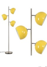 Contemporary Style Floor Lamp in a Chrome Finiish with 3 Yellow Dome Shades