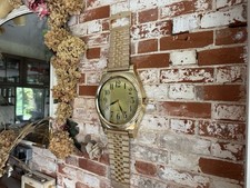 Vintage 1970s / 80s Oversized Wall Clock - Giant Gold Wristwatch Retro Décor