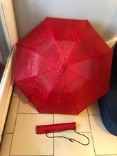Telescopic large scarlett red umbrella in string handle case press button