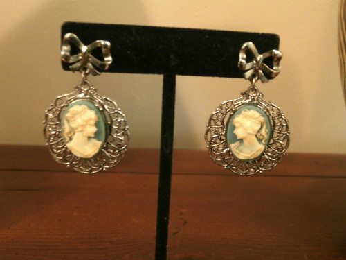 Vintage cameo pierced drop - vintage,