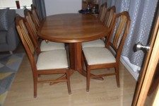 Nathan 1970s Vintage Retro Mid Century Teak Oval Dining Table & 6 Chairs