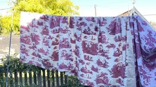 Laura Ashley Toile De Jouy Curtains, In cerise & White Colour 64”w x 54” d exc 
