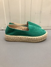Marks & Spencer Real Suede Platform Espadrilles Shoes UK 5 EU 38 Green £40